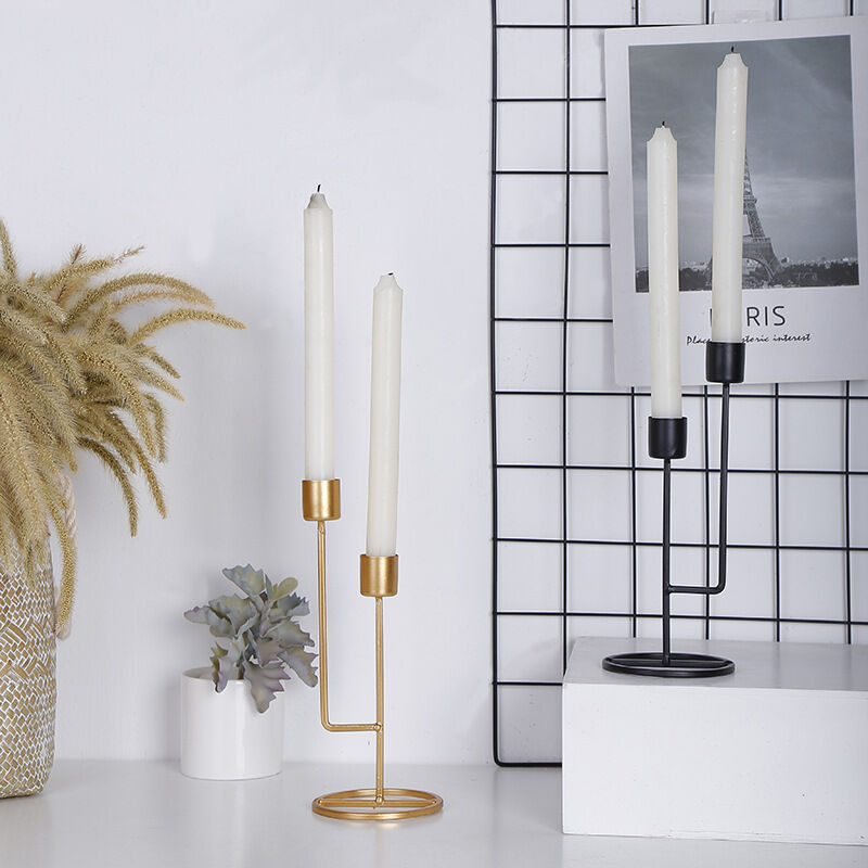 Stijlvolle Iron Duo‑Kandelaar – Art‑Deco Elegantie in Goud of Mat Zwart